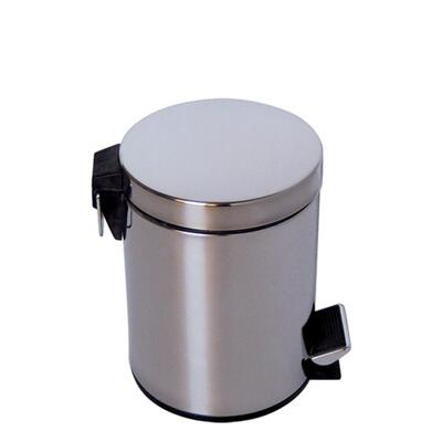 Brushed Stainless Steel Pedal Bin with Soft-Close Lid 5L for Hotel